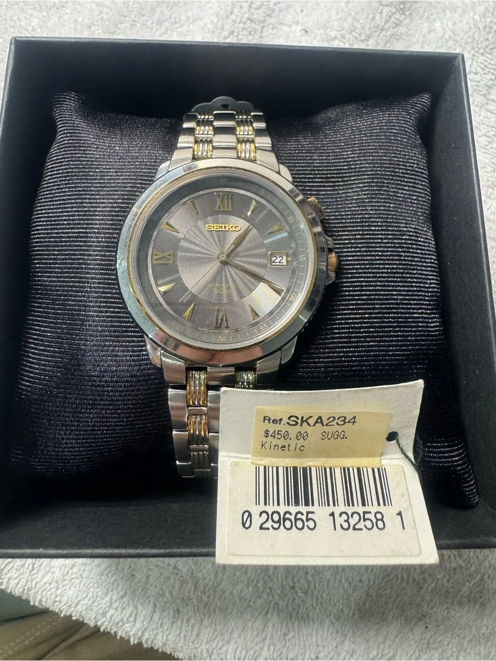 #151 Seiko Two-Tone Gray Dial Men’s Watch with Gold Accents